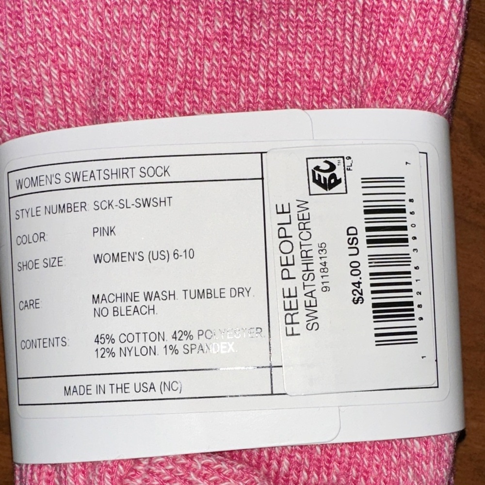 Free People American Trench Rose Sweatshirt Crew Socks NWT - Picture 9 of 9